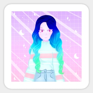 Beautiful colored hair girl Sticker